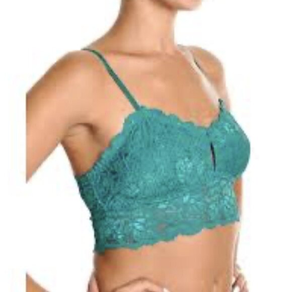 Angelina Turquoise Pullover Bra L/XL Soft Stretchy Lace Cross Back Straps New - Picture 1 of 6